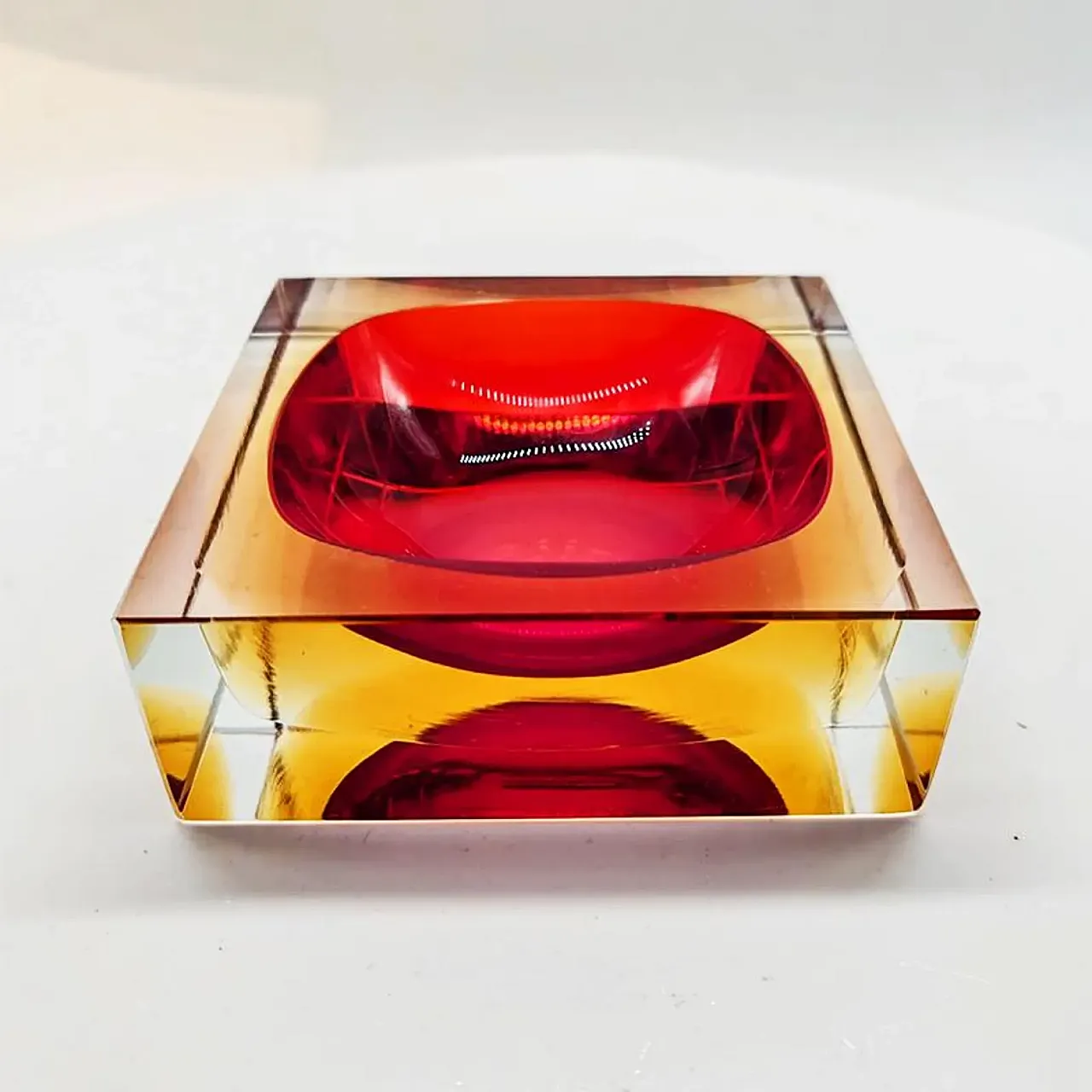 Square ashtray or in Murano glass by Flavio Poli for Seguso, 1960s 5