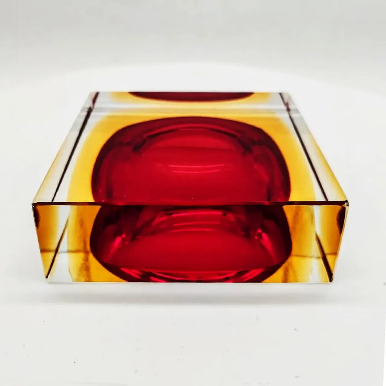 Square ashtray or in Murano glass by Flavio Poli for Seguso, 1960s 6