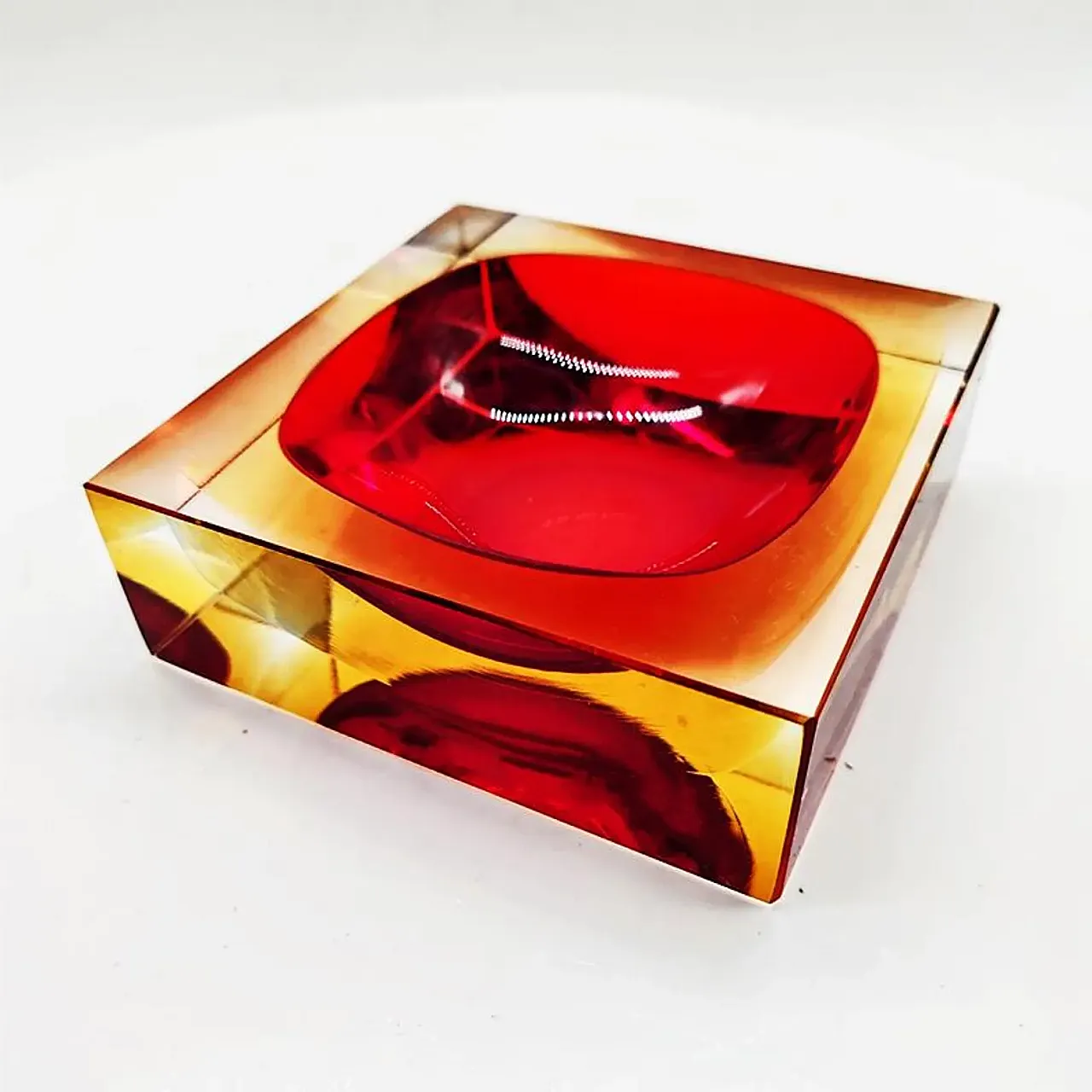 Square ashtray or in Murano glass by Flavio Poli for Seguso, 1960s 7