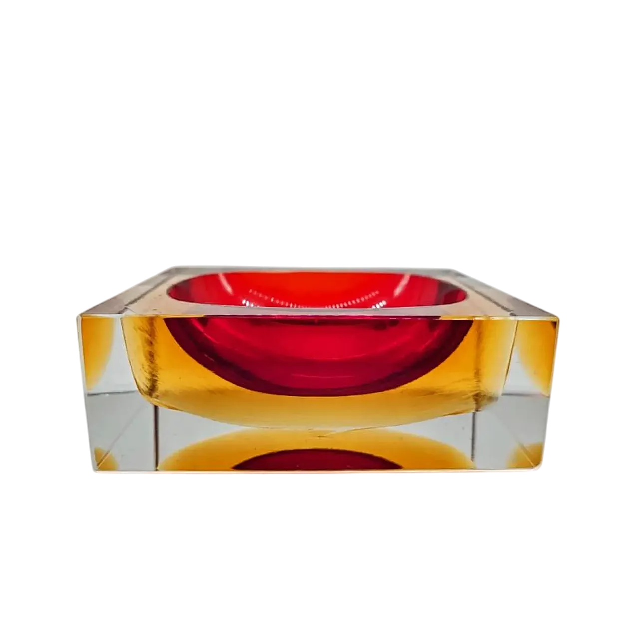 Square ashtray or in Murano glass by Flavio Poli for Seguso, 1960s 8