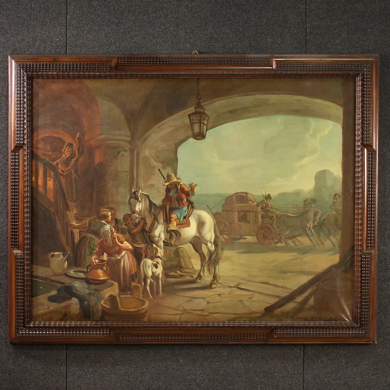 Mattia Traverse, Genre scene, oil painting signed, 20th century 1