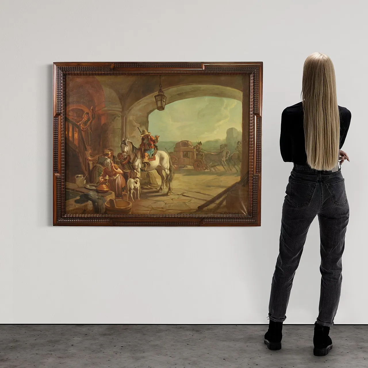 Mattia Traverse, Genre scene, oil painting signed, 20th century 3