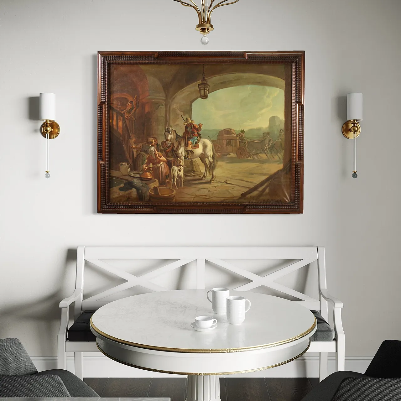 Mattia Traverse, Genre scene, oil painting signed, 20th century 7