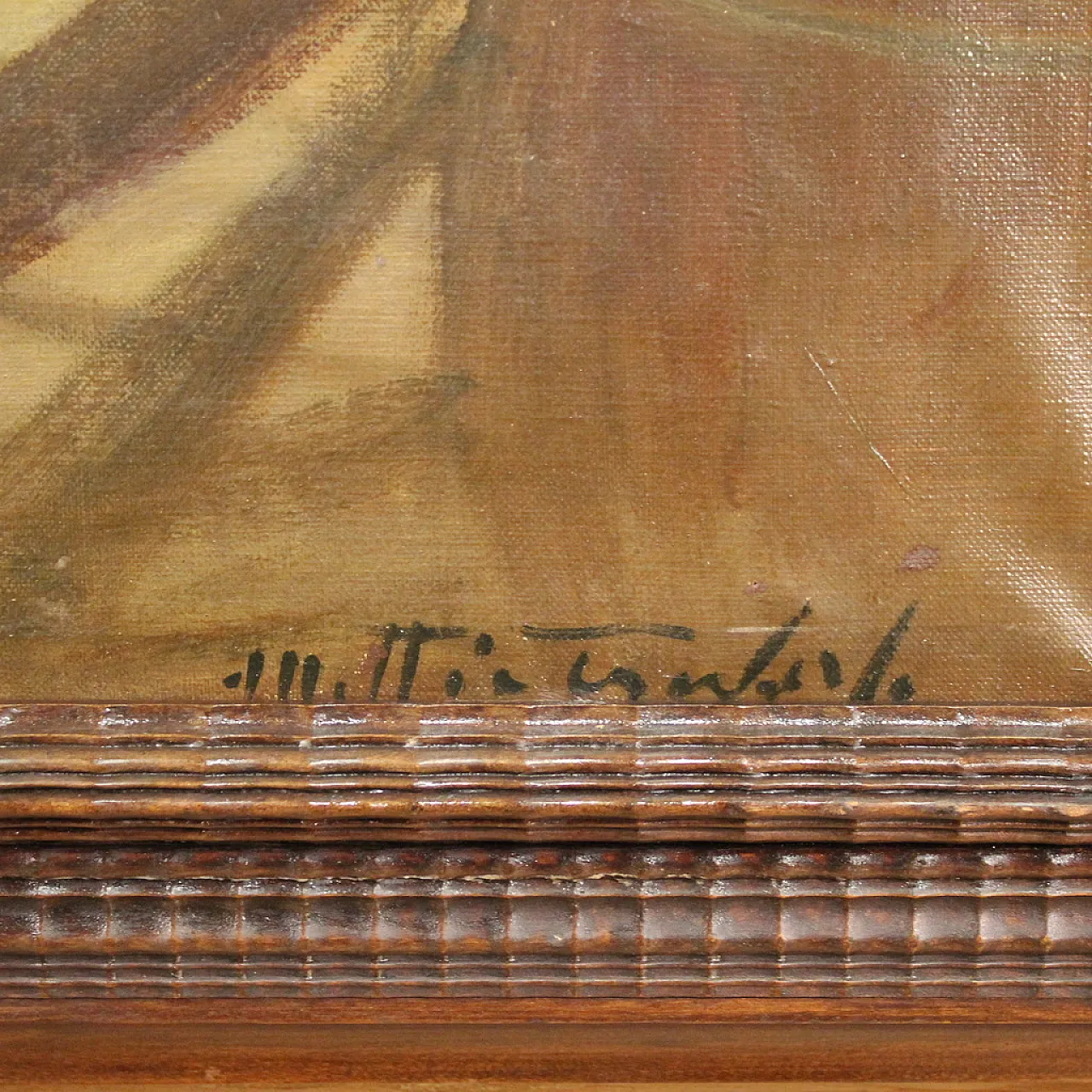 Mattia Traverse, Genre scene, oil painting signed, 20th century 8