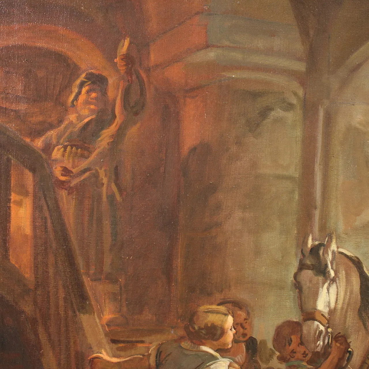 Mattia Traverse, Genre scene, oil painting signed, 20th century 12