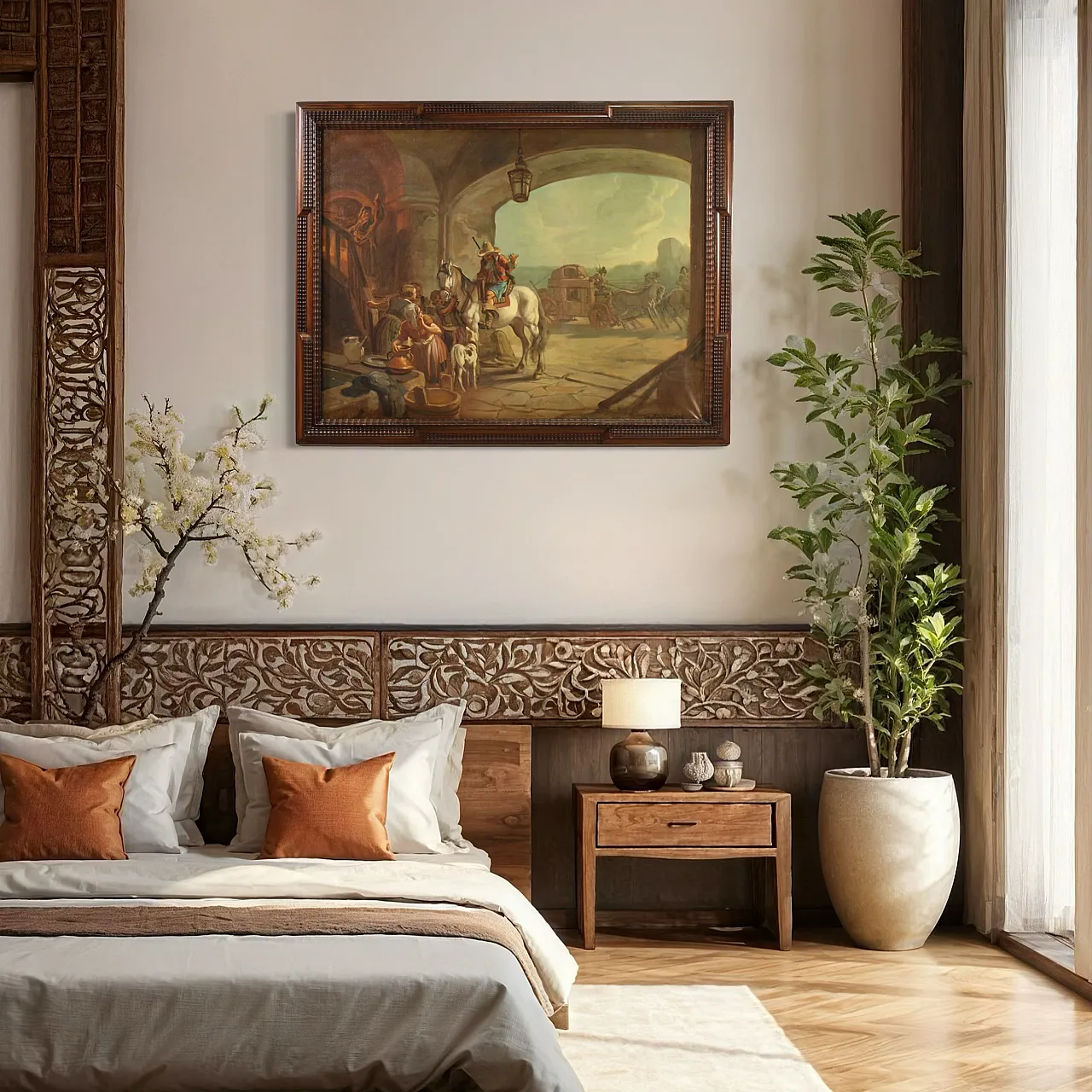 Mattia Traverse, Genre scene, oil painting signed, 20th century 13