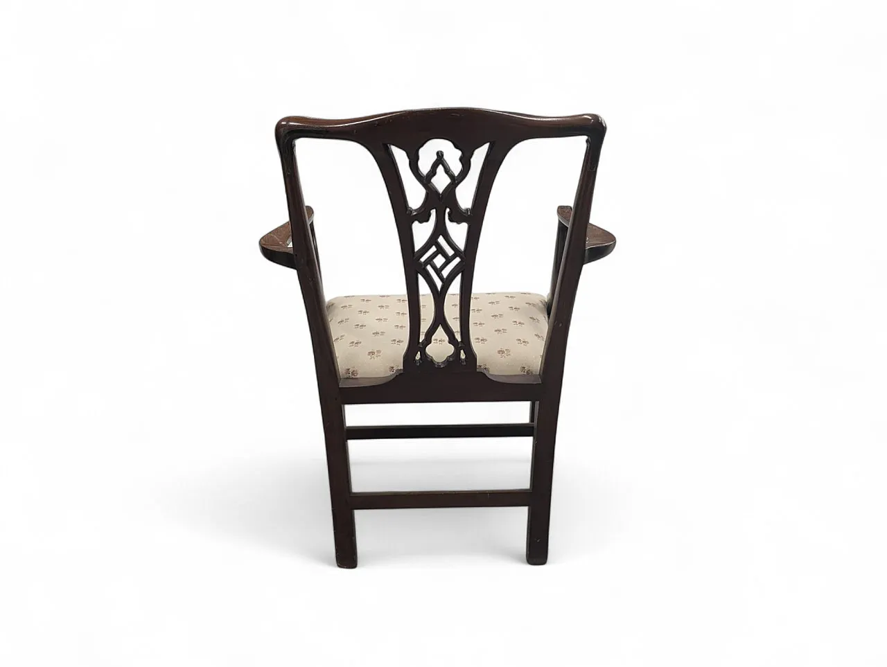 Poltroncina in legno di noce e tessuto in stile fine XVIII secolo 2