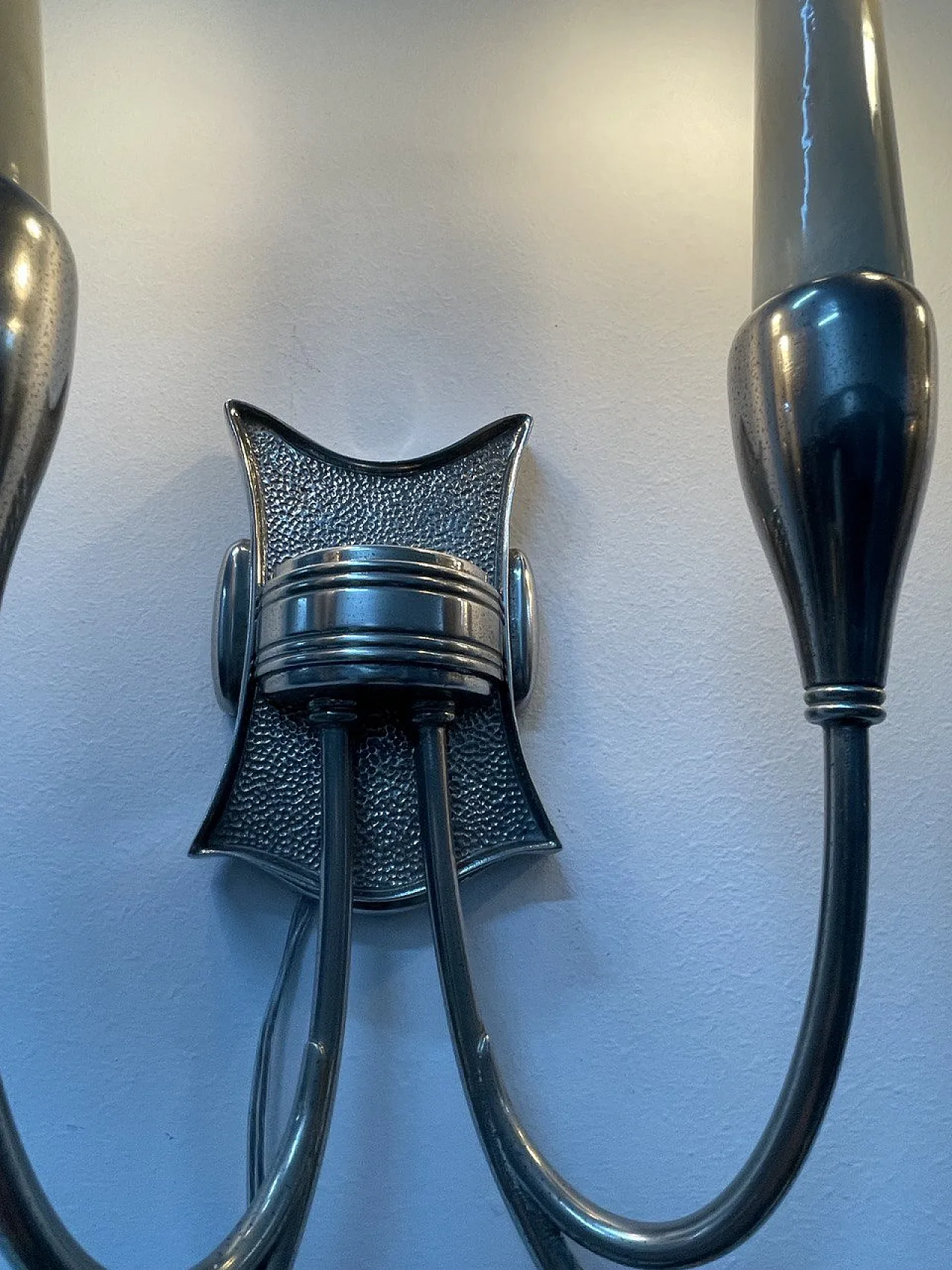 Coppia Di Appliques di Torlasco In Ottone Nichelato, anni '50 5