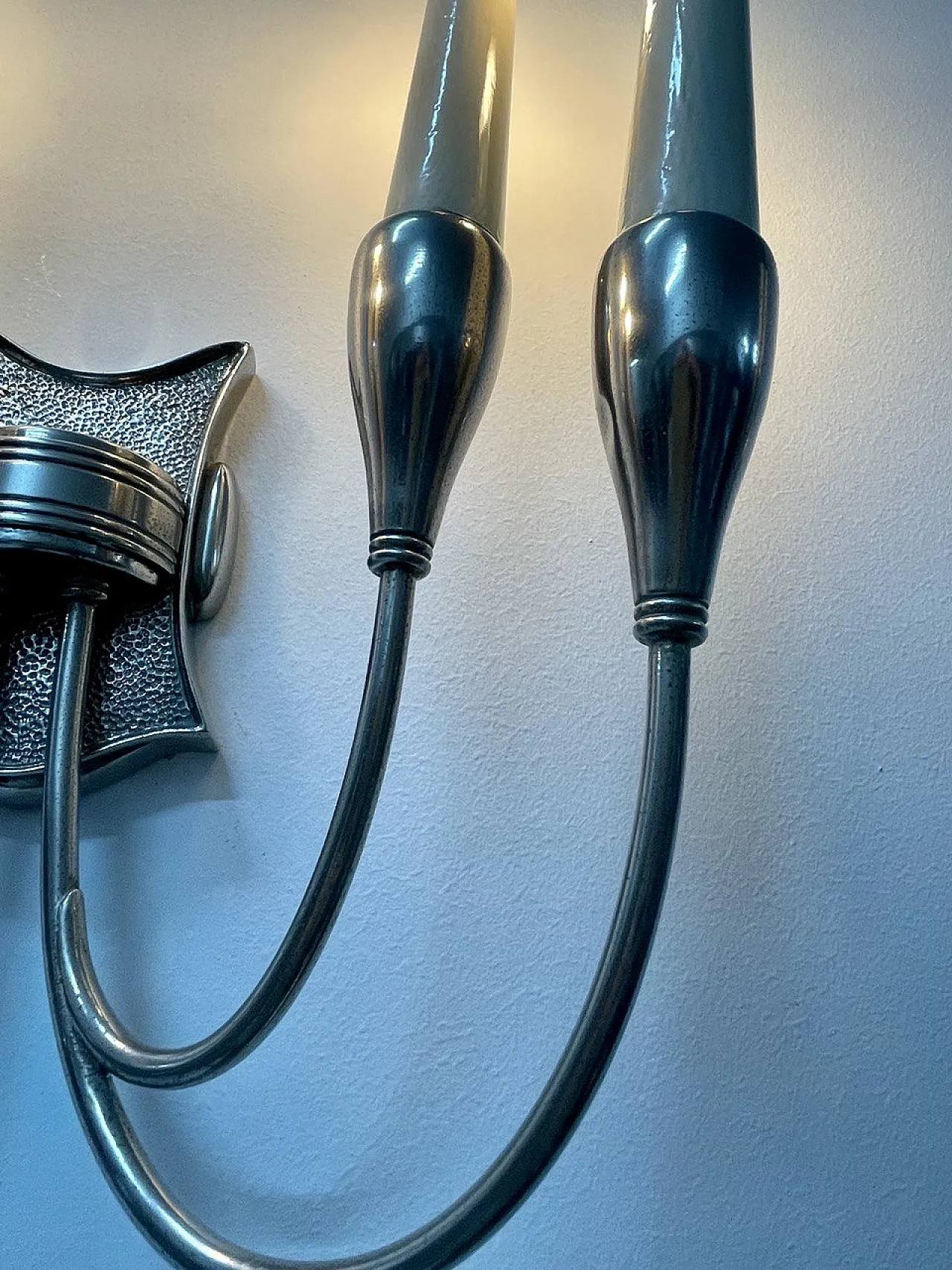 Coppia Di Appliques di Torlasco In Ottone Nichelato, anni '50 8