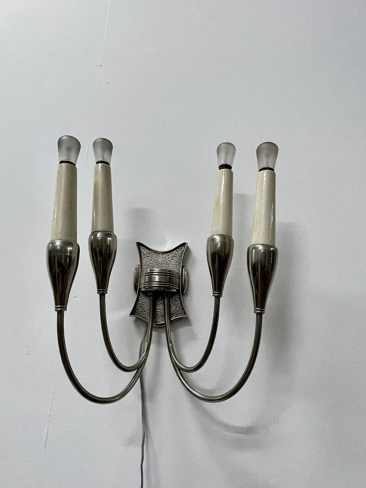 Coppia Di Appliques di Torlasco In Ottone Nichelato, anni '50 9