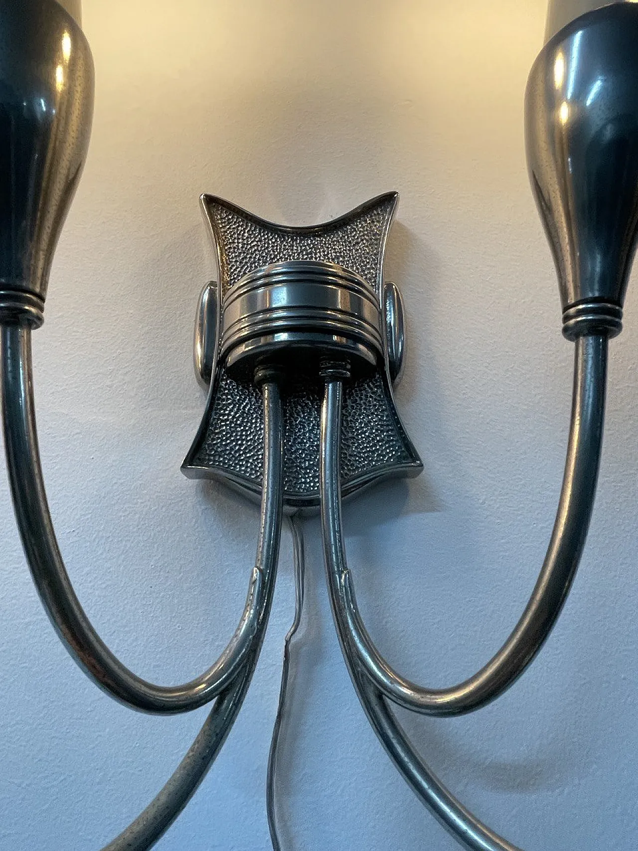 Coppia Di Appliques di Torlasco In Ottone Nichelato, anni '50 10