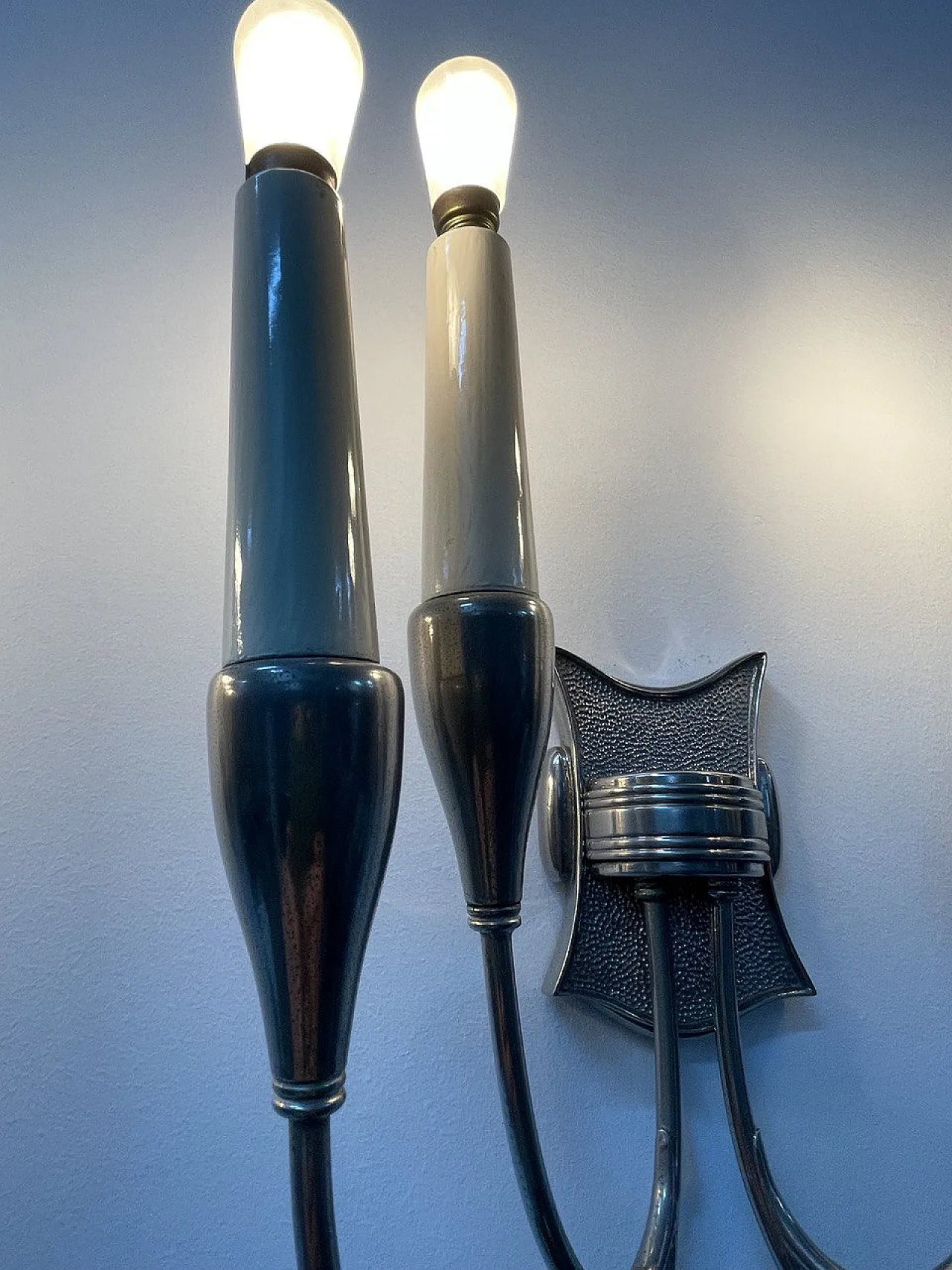 Coppia Di Appliques di Torlasco In Ottone Nichelato, anni '50 11