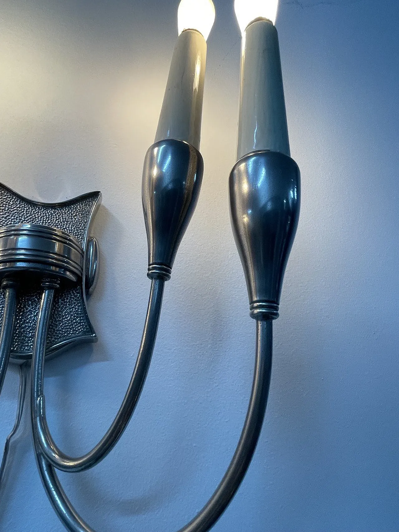 Coppia Di Appliques di Torlasco In Ottone Nichelato, anni '50 12