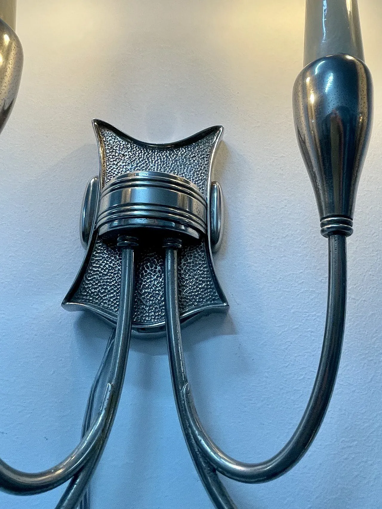 Coppia Di Appliques di Torlasco In Ottone Nichelato, anni '50 13