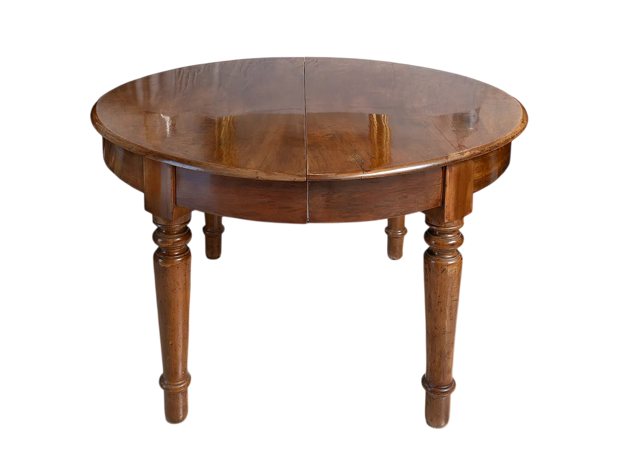 Extendable table Luigi Filippo Napoletano in solid walnut, 19th c. 4