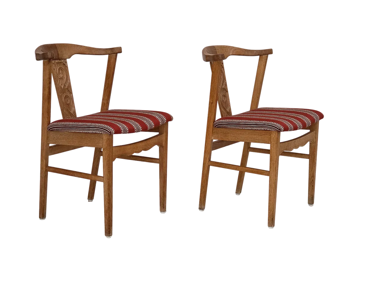 Coppia di sedie da pranzo danesi in quercia e lana, anni '60 19