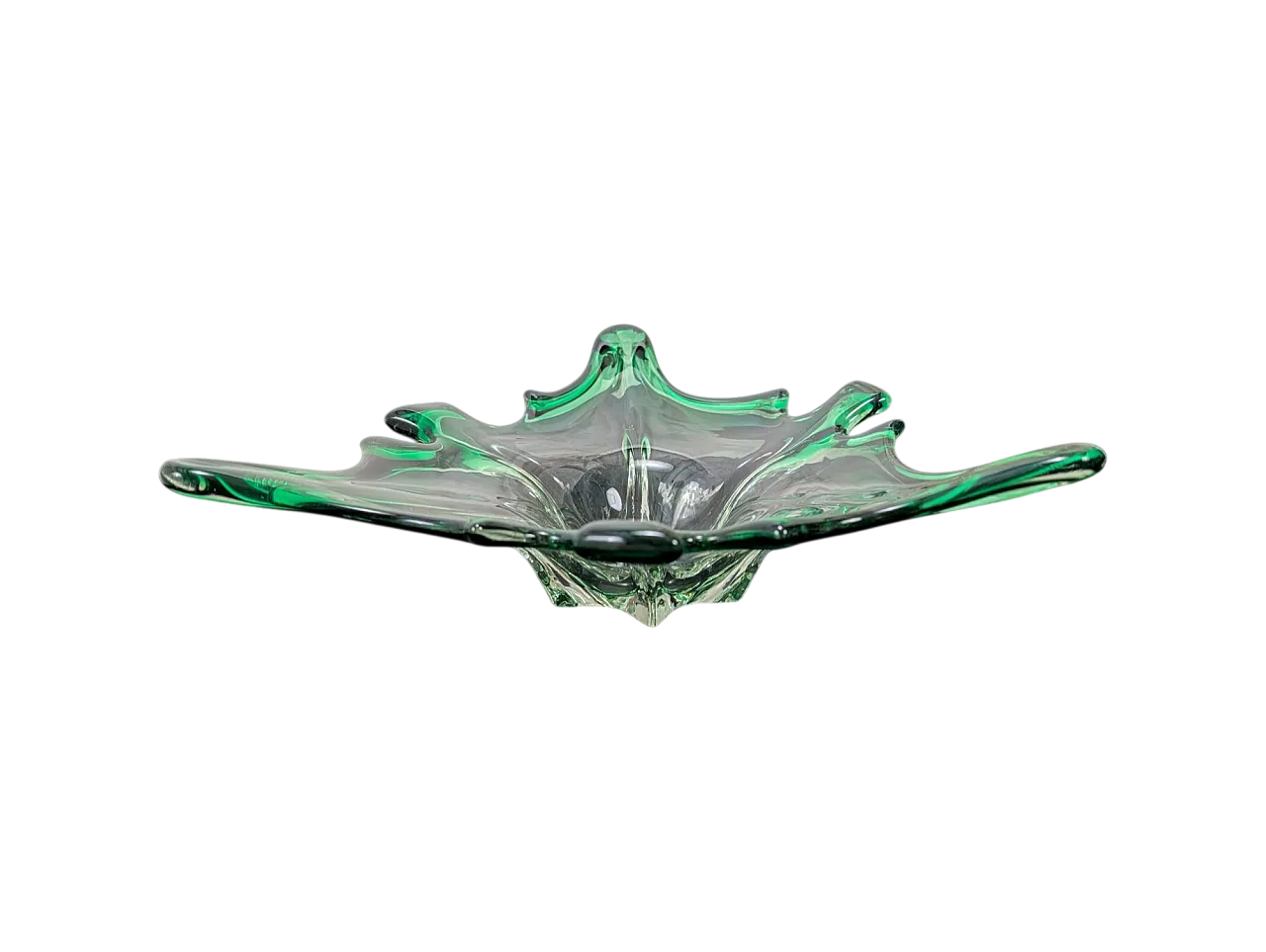 Emerald green murano glass centerpiece, 90s 6