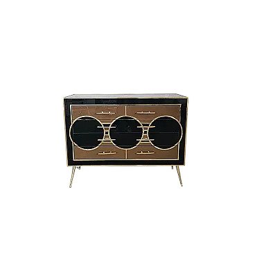 Comò in vetro con quattro cassetti, anni '90