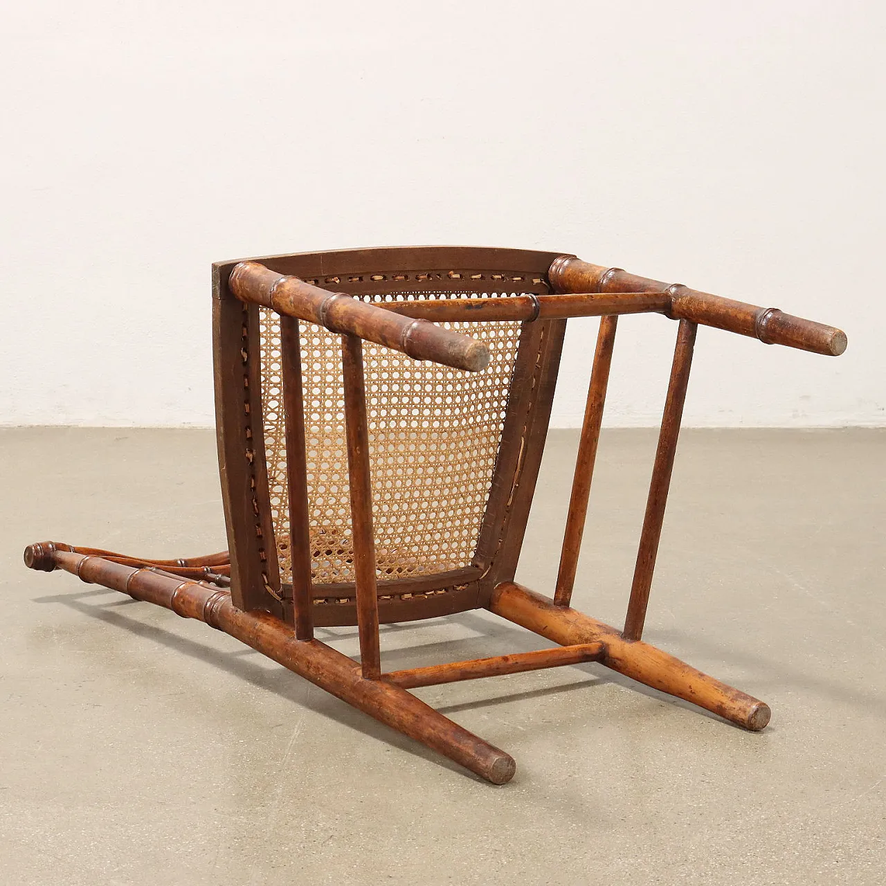 Coppia di Sedie Chiavarine in acero con seduta incannucciata, '800 10