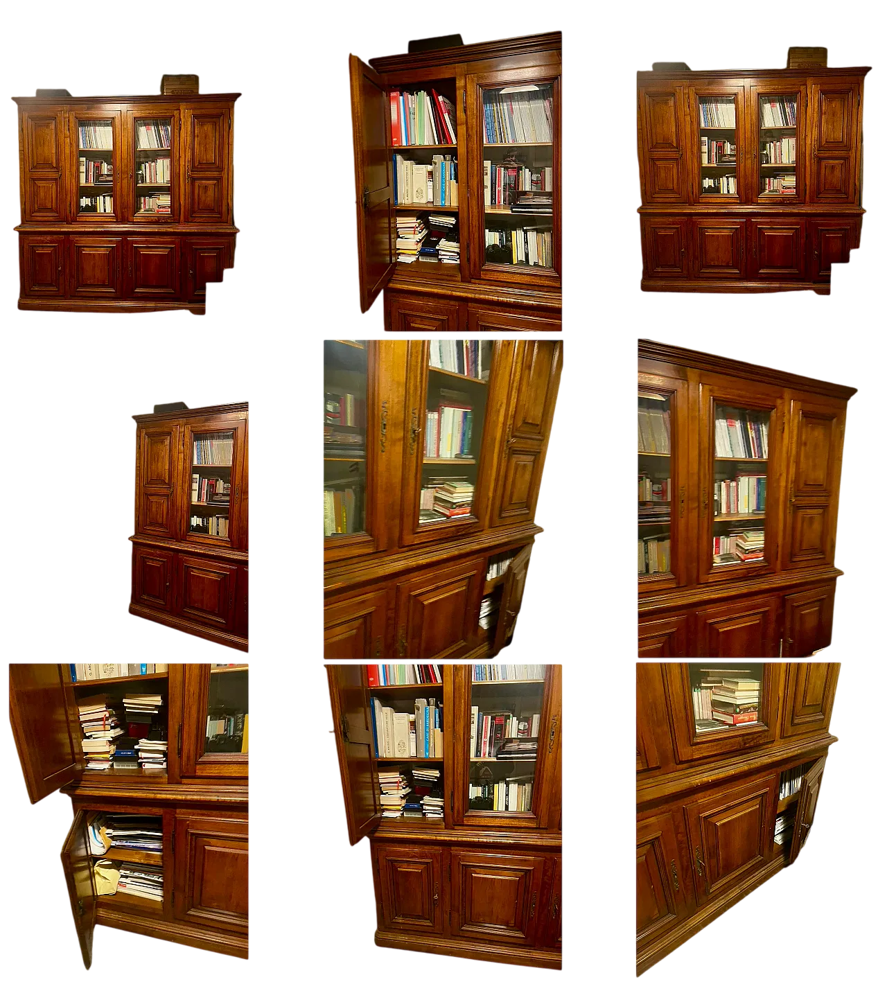 Large bookshelf with window doors, 19th century 8