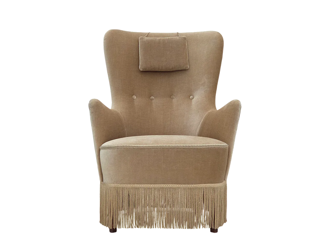 Poltrona danese in velluto verde/marrone, anni '60 20