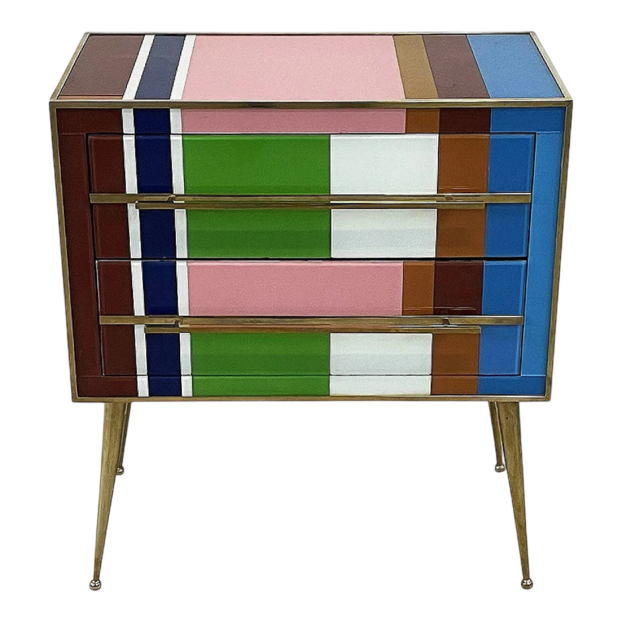 Comò in stile Murano artigianale con strisce audaci, '900 6