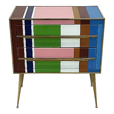 Comò in stile Murano artigianale con strisce audaci, '900