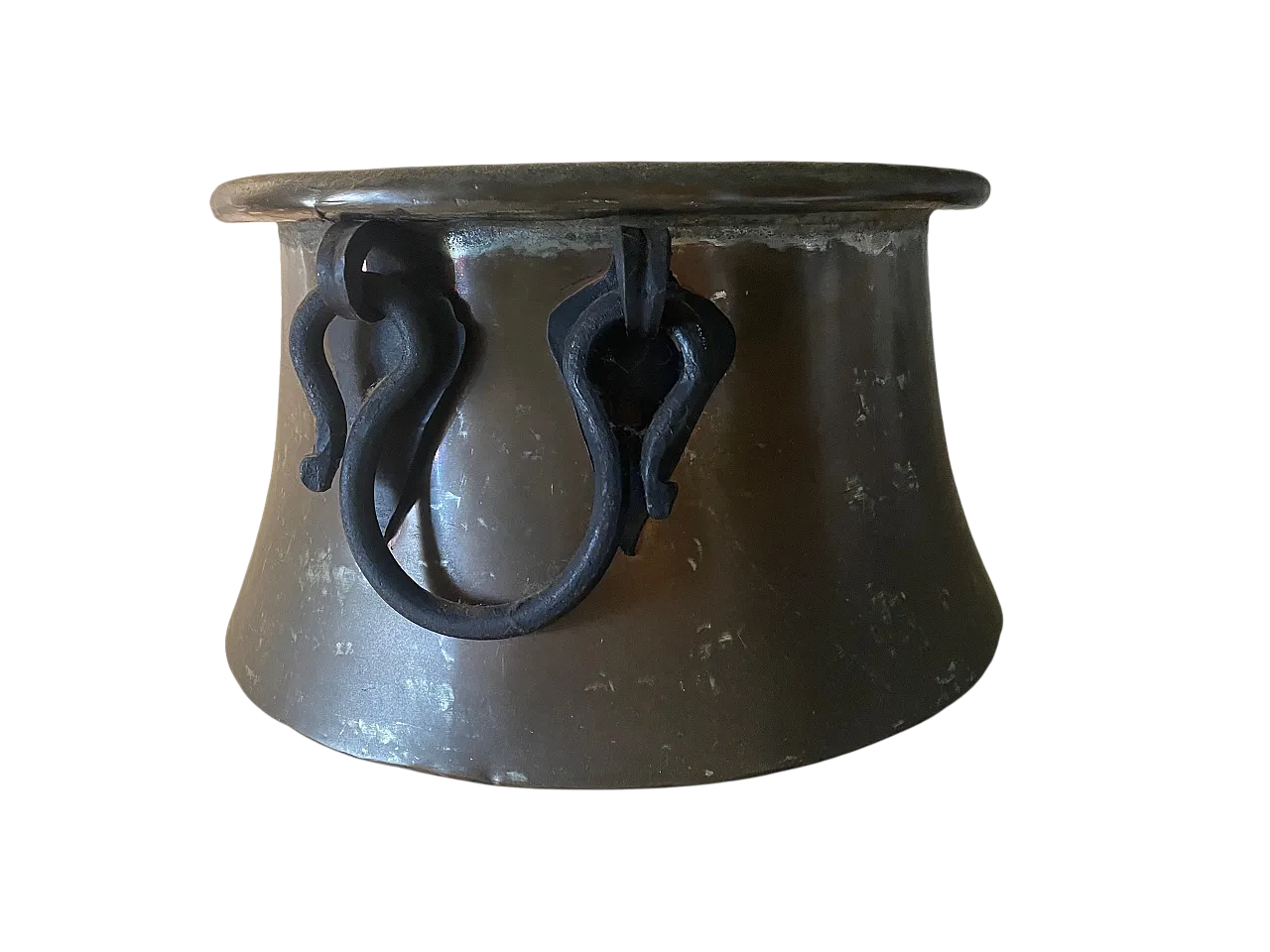 Antique copper pot with metal handles, 18th century 4