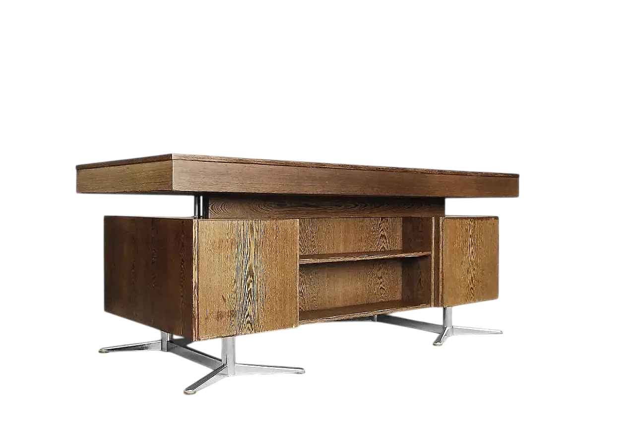 German Brutalist center desk by HR with drawers, 1960s 7