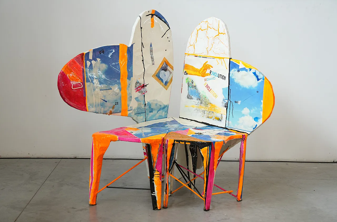 Pair of Guido Coletti Sculptural Modular Chairs (2010) – Hand-Painted 1