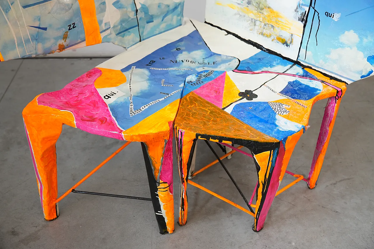 Pair of Guido Coletti Sculptural Modular Chairs (2010) – Hand-Painted 2