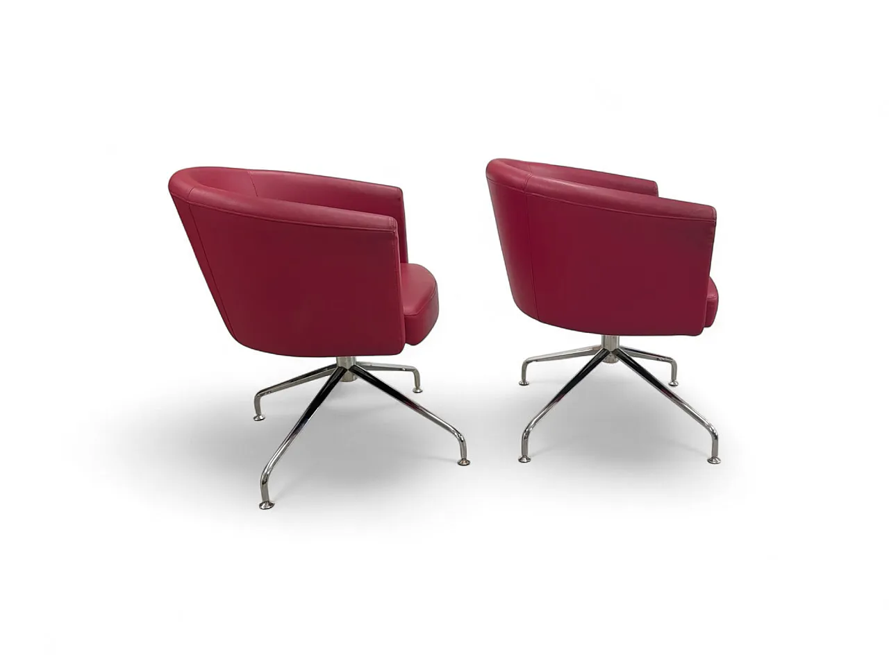 Coppia di poltroncine rosse in ecopelle, anni 2000 2