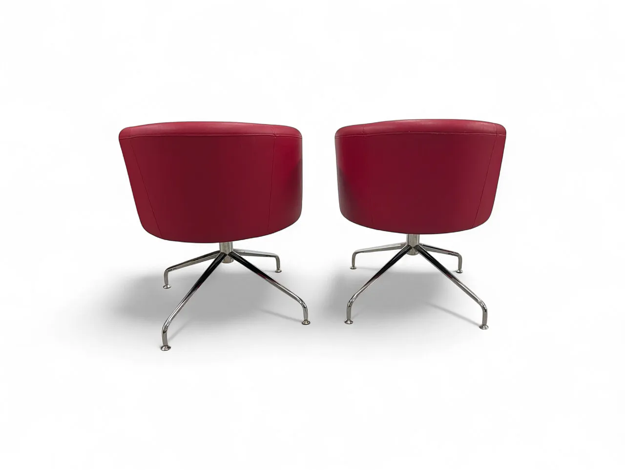 Coppia di poltroncine rosse in ecopelle, anni 2000 4