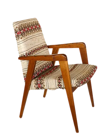 Poltrona in legno e tessuto, anni '50