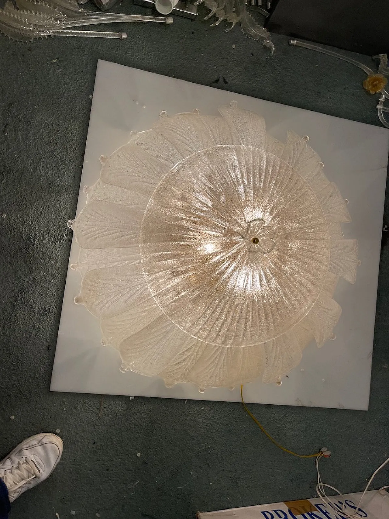 Large Venetian Murano Glass Flushmount, 1970s 2
