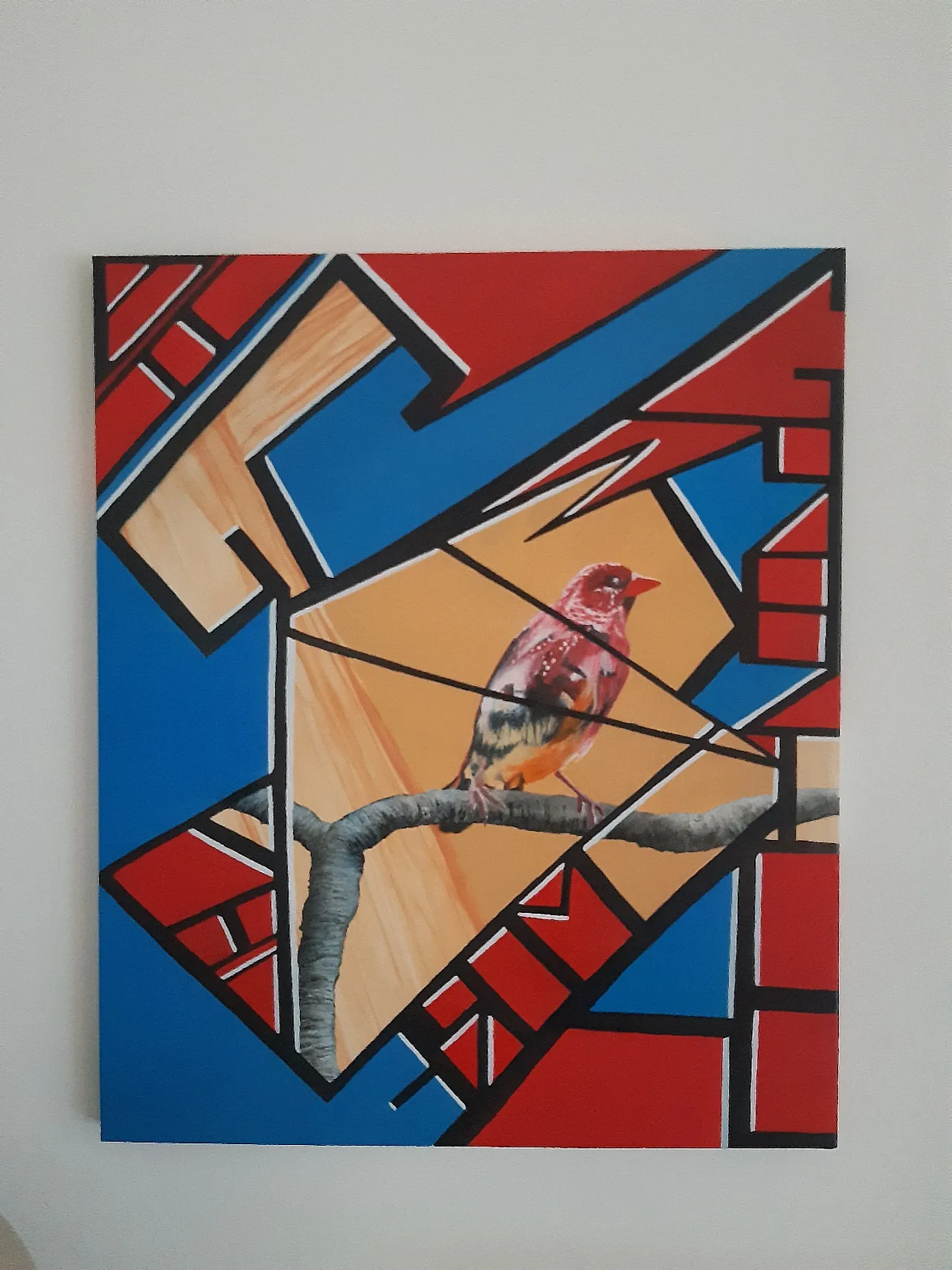 Strawberry Finch by Giuseppe Cantatore, oil on canvas, 2000s 2