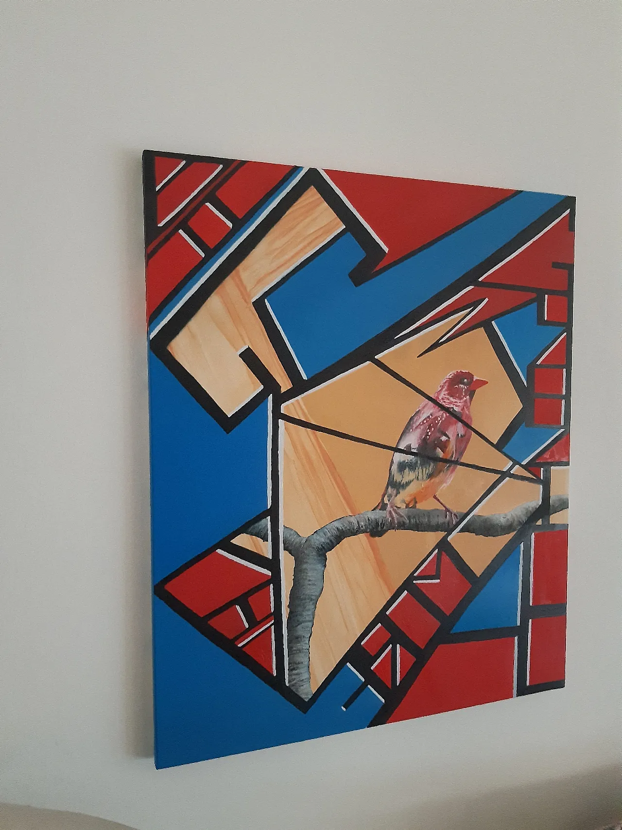 Strawberry Finch by Giuseppe Cantatore, oil on canvas, 2000s 7