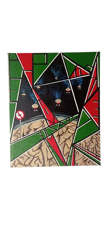 Brains in smoke by Giuseppe Cantatore, oil on canvas, 2000s