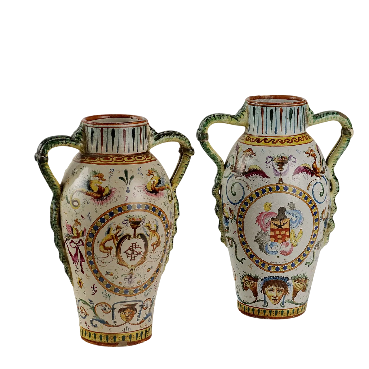 Coppia di vasi in maiolica di Manifattura Toscana, '900 11