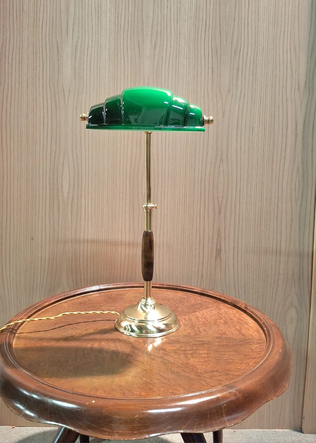 Desk lamp ministerial churchill in green and brass glass 7