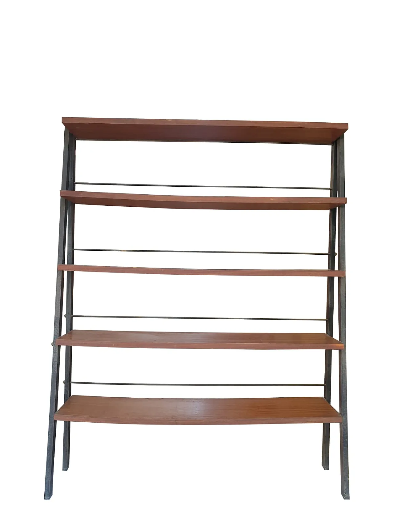 Swedish bookcase, teak shelves and metal structure, 60s 4
