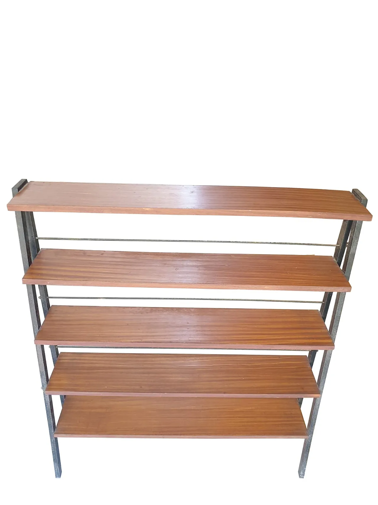 Swedish bookcase, teak shelves and metal structure, 60s 8