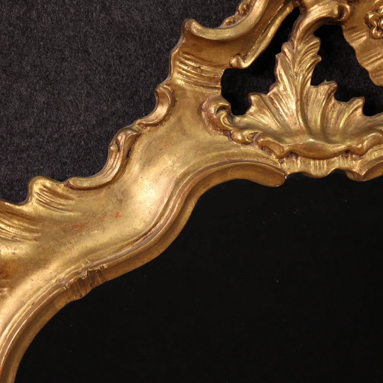 Grande specchiera dorata in stile Luigi XV con cartiglio, '900 5