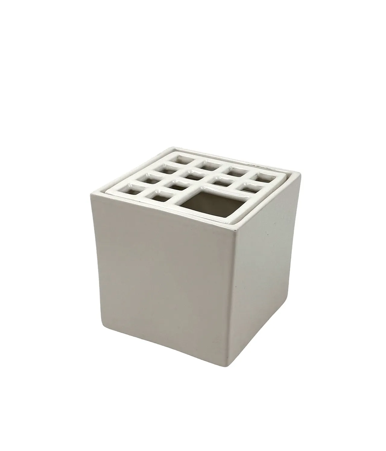 White Ikebana Ceramic Vase / Ashtray by Studio Opi, 70s 1