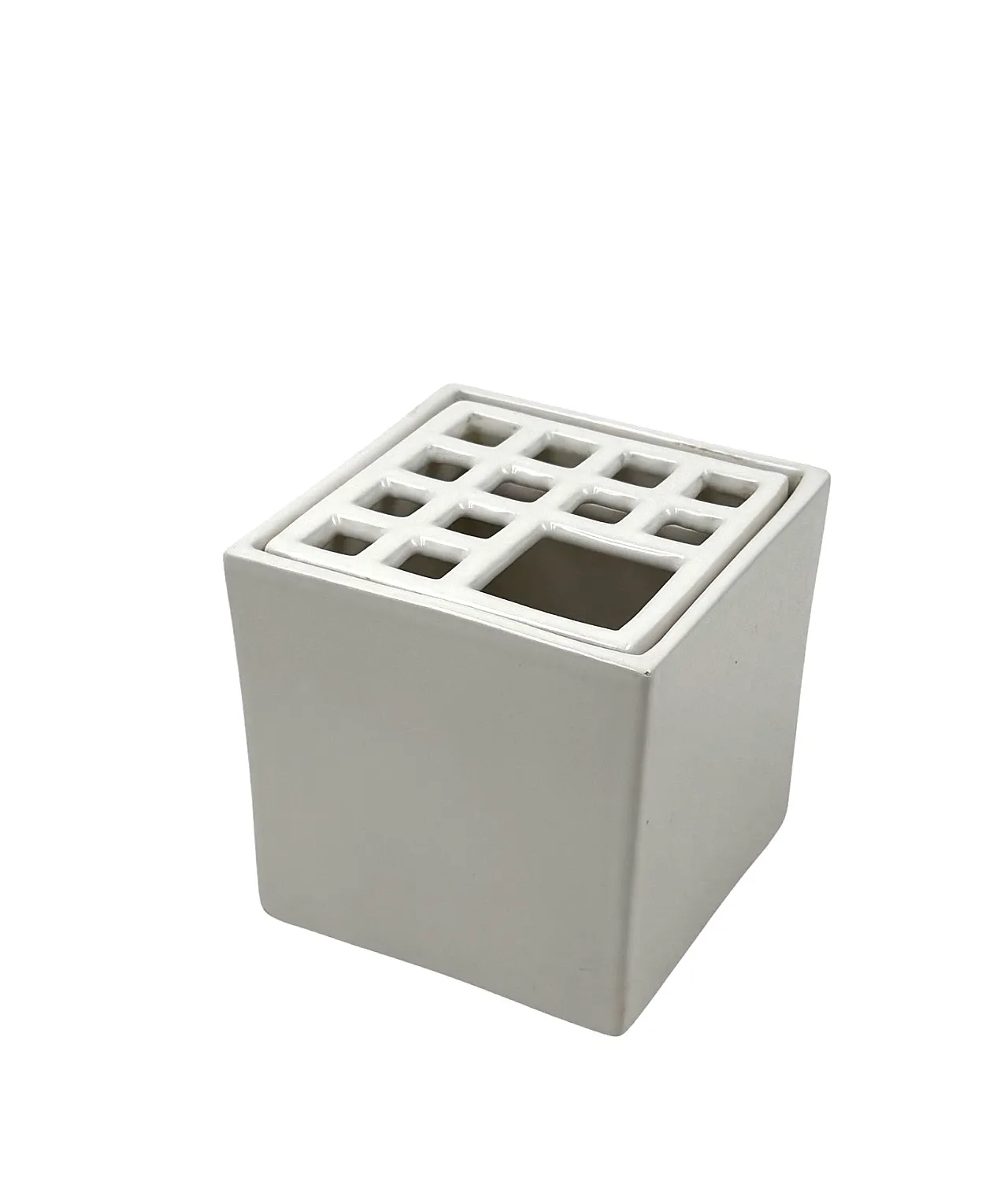 White Ikebana Ceramic Vase / Ashtray by Studio Opi, 70s 4