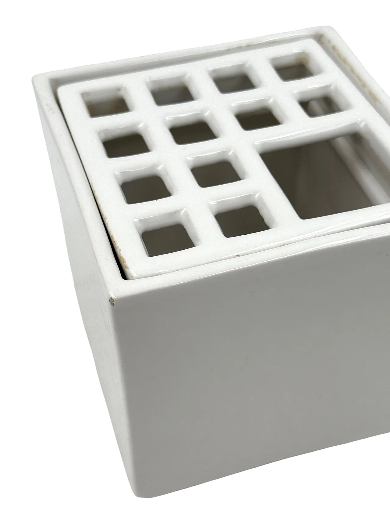 White Ikebana Ceramic Vase / Ashtray by Studio Opi, 70s 10