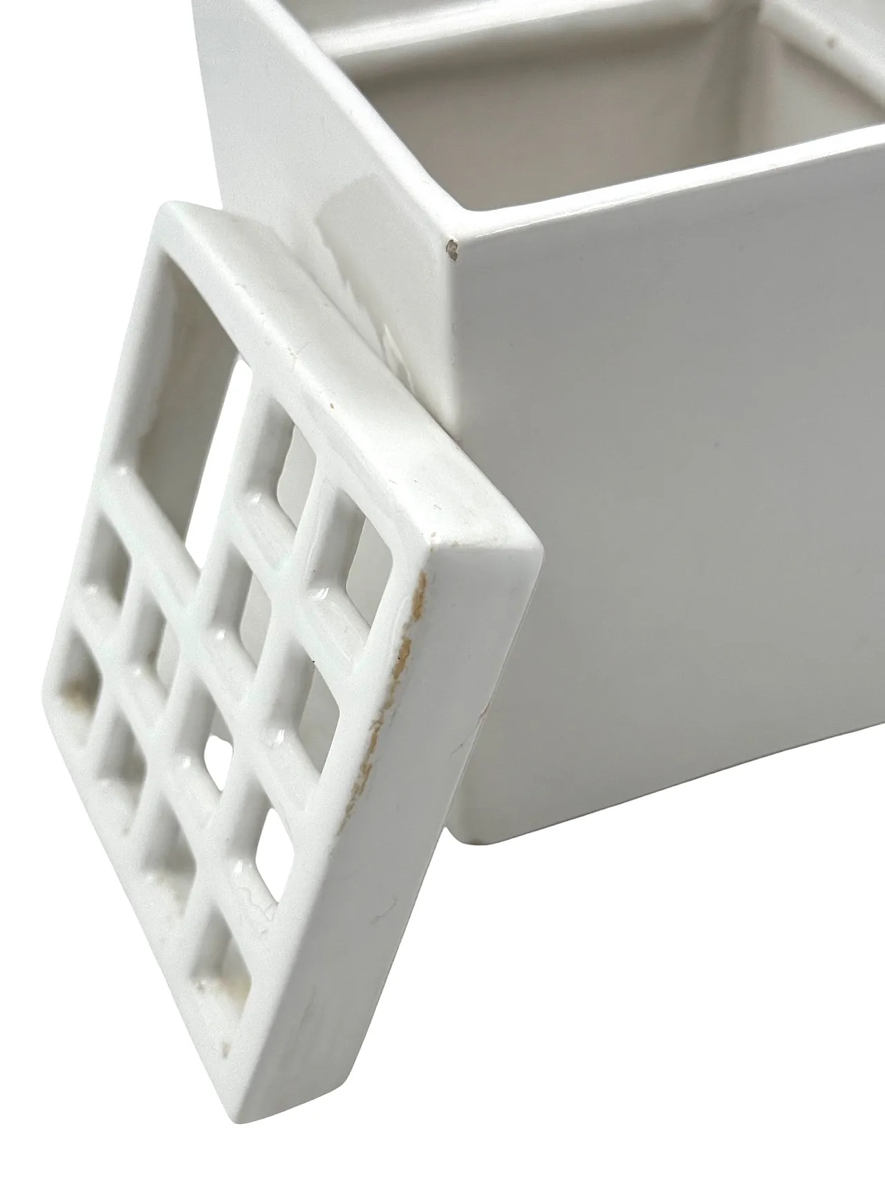 White Ikebana Ceramic Vase / Ashtray by Studio Opi, 70s 11