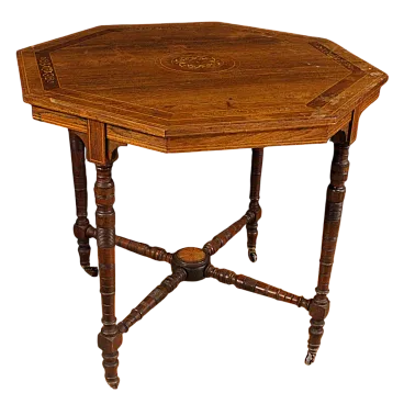 Inlaid English octagonal table, 20 '