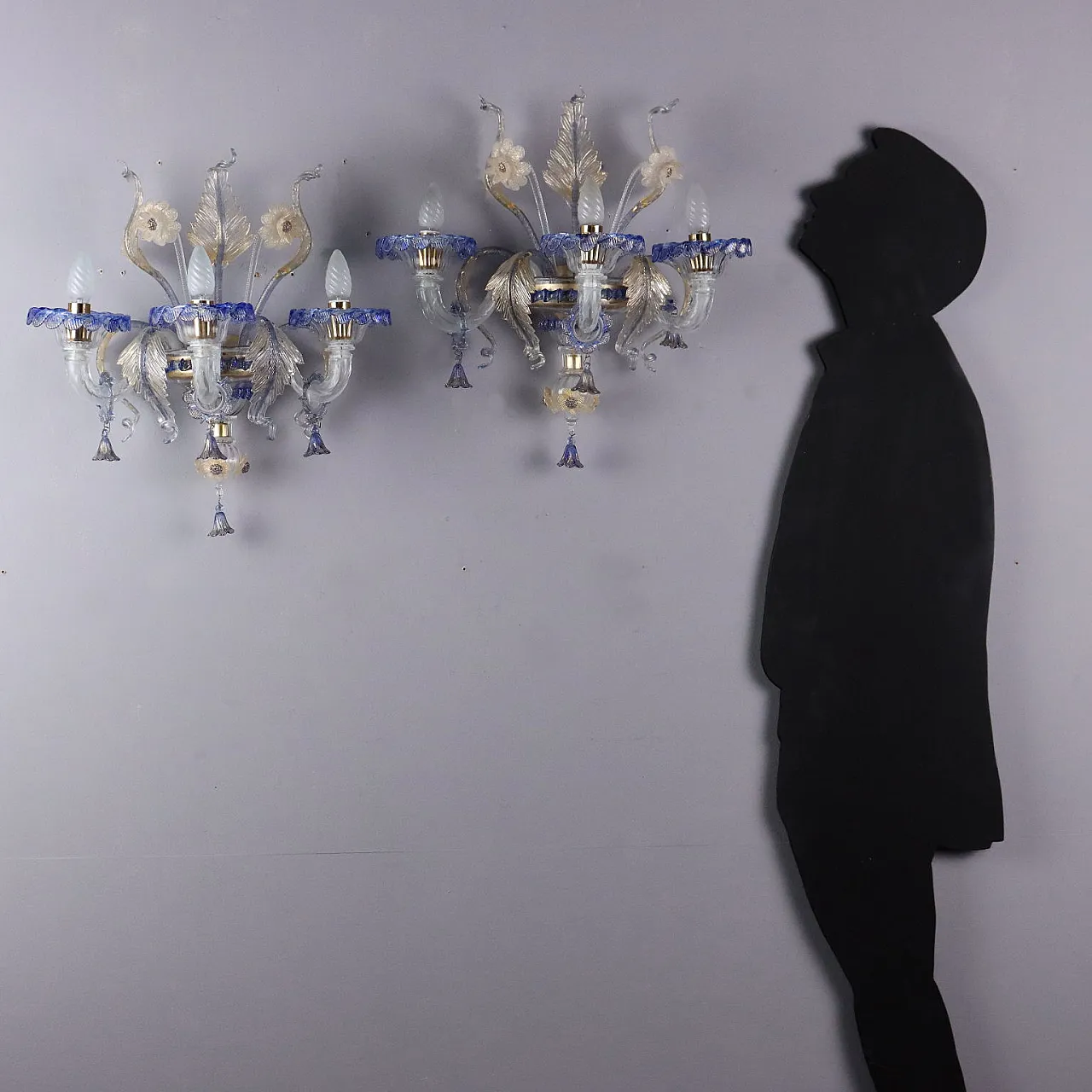 Pair of La Murrina blown glass wall sconces, 20th century 2