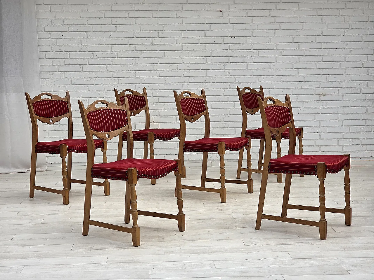 6 Danish dining chairs oak wood, 1970s 1